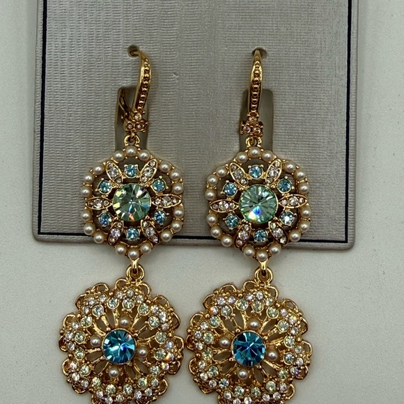 Marchesa Gold-Tone Crystal & Pearl Drop Earrings - Picture 11 of 16